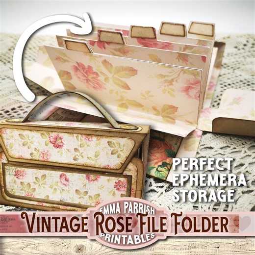 File Folder Storage Case, Vintage Rose Printable, Papercraft, Ephemera Storage, Junk Journal, Video Tutorial, Download, Purse, Briefcase - Etsy