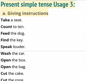 3K views · 105 reactions | Present simple tense Usage 3: a. Giving instructions | Empowering English Learning | Facebook