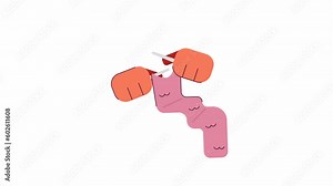 Knitting hands animation. Animated knitting yarn, needles. Crochet class. Yarn needlework isolated 2D cartoon flat hands 4K video footage, white background, alpha channel transparency for web design