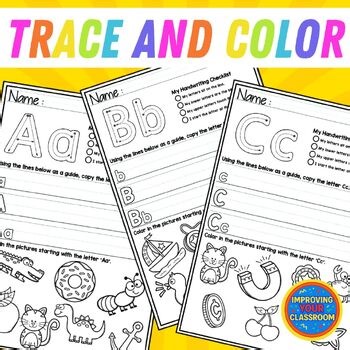 Alphabet Trace and Color Worksheets for Kindergarten