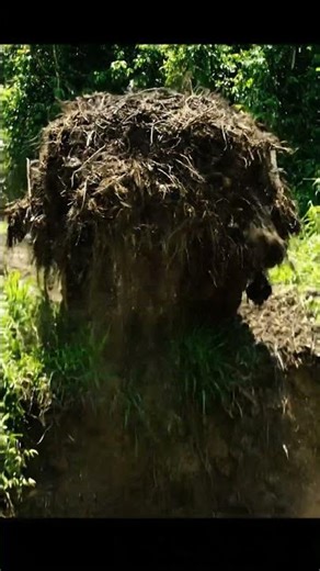 Strong bulldozer push the soil