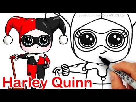 How to Draw Chibi Harley Quinn step by step Cute DC comics Villain