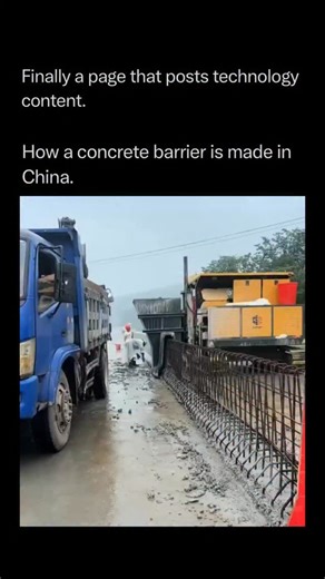 Artificial Intelligence • Technology on Instagram: "Follow @Techs to learn more about the technology world everyday! China’s massive infrastructure expansion has turned highway construction into a high-speed assembly line, specifically through the use of automated slipform paving. This technology allows contractors to “print” miles of continuous concrete barrier walls without ever setting up a traditional mold or frame. The process is a masterclass in mobile manufacturing. It begins with a slipf