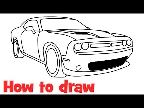 How to draw a car Dodge Challenger RT Scat pack 2016 step by step