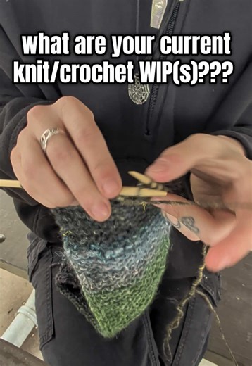 share ur knit/crochet projects i wanna know!! i currently got 3 going on, this sophie scarf im almost done with (made with noro silk yarnn it’s so pretty i love the gloomy gothic ocean colors), a shawl for my mom, and those socks…. 😮‍💨🫣 (if you’ve been keeping up haha) i’m planning to cast on a knit cat beanie next and doing a lil tutorial :)) #knitting #beginnerknitter #knittok #crochettok