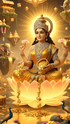 Divine Dhana Lakshmi 3D Art | Goddess of Wealth Showering Gold Coins | #goldstatue #shorts