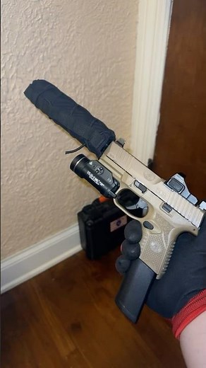 FN 509c TACTICAL with a hush puppy 🤫🫣 #FN #airsoft #streamlight