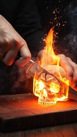 Fire Skull Slice – Insane Visuals 😈🔥 #marvel #satisfying #aishorts