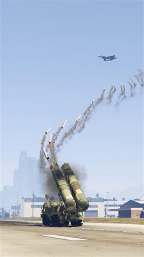 Ground Base Advanced Defense System Launch Blasttic Missile At F-35 Gtav