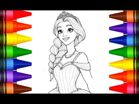 Disney Princess Rapunzel wearing Crown Coloring Page for kids