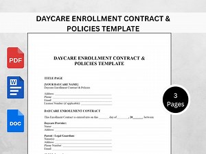 Daycare Enrollment Contract Template | Childcare Agreement Form | Preschool Registration | PDF DOCX - Etsy