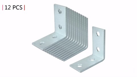 heneng 12 Pcs 4 Hole L Shaped Connector Bracket for 1-5/8" Strut Channel, 90 Degree Fitting, 3/16" Thick