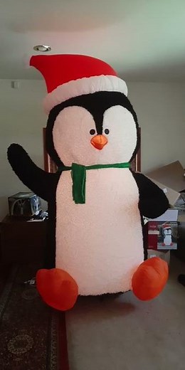 Gemmy 2016 Christmas Inflatable 9ft Fuzzy Penguin