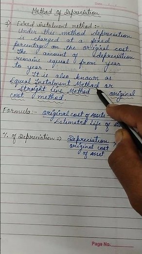 Method of Depreciation|Fixed Installment method|#shorts