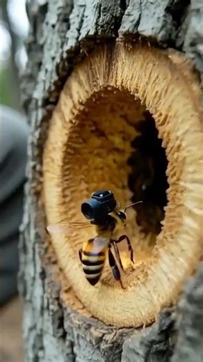 POV: Inside a Hidden Bee Hive in a Tree 🐝🌳🔥