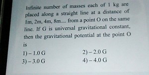 Infinite number of masses each of 1 kg are placed along a strai... | Filo