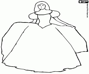 The princess with a party dress coloring page printable game