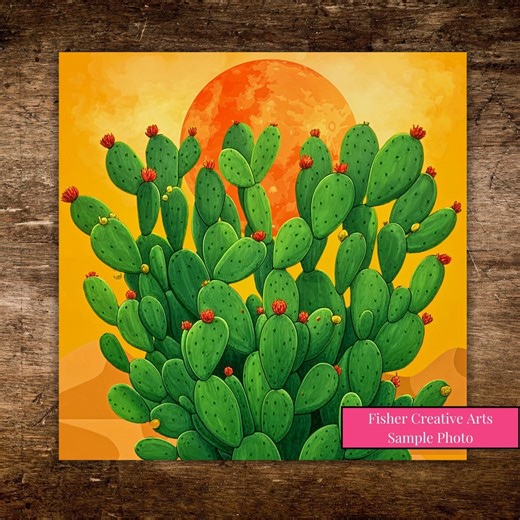 Southwestern Cactus Ceramic Art Tile: Desert Decor Accent - Etsy