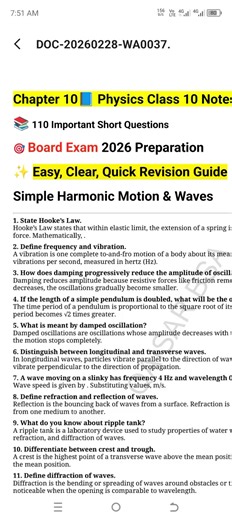 Important Physics Notes for Class 10 Board Exams