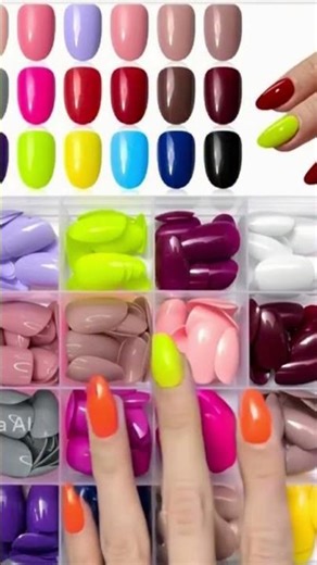 24 Color Glossy Acrylic Glue on Nails Reusable Artificial Nail for Women #cover music #fashion