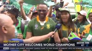 Cape Town is a buzz this morning with Springboks supporters waiting avidly for their favourite rugby players as they show off the Webb Ellis Rugby Cup. #eNCA #DStv403 #NewsLink #QuestionThinkAct | eNCAnews