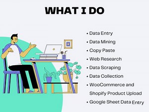 Data entry, data mining, web research, typing, copy paste