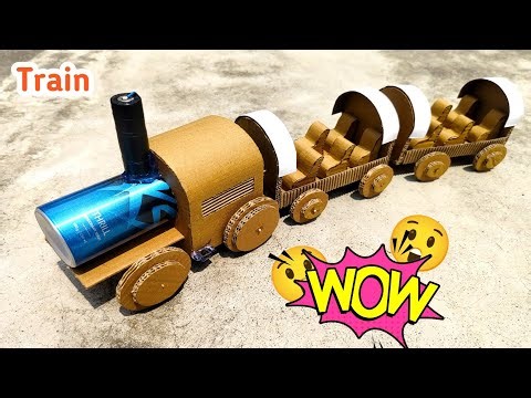 how to make train with cardboard || building a train with gear motor