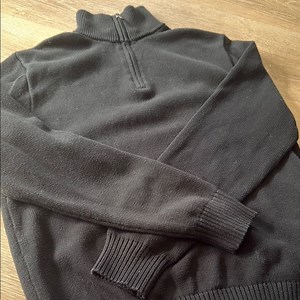 J. Crew Black Zip Up Sweater with Ribbed Detailing