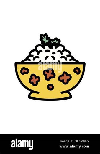 attention grabbing animation of japanese rice in patterned bowl Stock Video Footage - Alamy