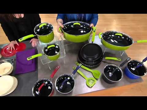 Rachael Ray 12-pc Gradient Porcelain Enamel Cookware Set on QVC