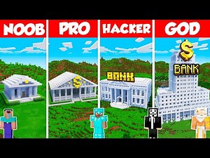 Bank Build Battle Challenge - Noob vs Pro vs Hacker vs God - Minecraft Animation