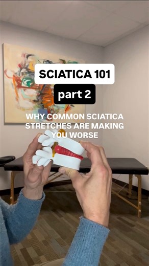 Sciatica 101: PART 2: Why Common Stretches are Making You Worse. People will look up “what are the best stretches for sciatica” online. And the most common ones are actually making it worse: like pigeon pose or a hamstring stretch. It might feel good at the time, but you might actually be actually irritating it instead of helping it. If you have sciatica questions. The best place to start is an evaluation. Book a free 15-minute consultation call and we’ll go over what’s bothering you to see if I