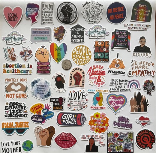 Social Justice Sticker Collection 45  Stickers Lot Liberal Progressive Feminist Anti-racist Variety Mixed Miscellaneous (SJ3) - Etsy