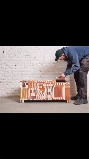 Aurélien Veyrat rescues old furniture from antique markets and collects bricks abandoned in gardens, washing them with rainwater and leaving them to dry before cutting and shaping them for reuse. “I select my bricks because they are all different,” he notes, “and they all inspire me.” Reusing materials in making furniture is not a new idea. Reusing bricks, however, remains rare — and unexpectedly beautiful. Each brick carries its own character, with “variations in texture and color, traces of cl