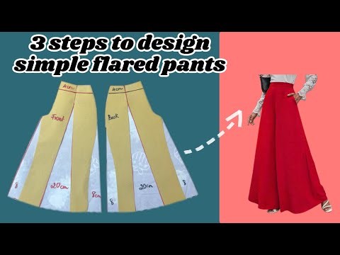 3 steps to design extremely simple flared trousers.🪡✂️