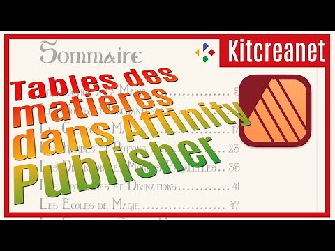 Créer et gérer des tables des matières dans Affinity Publisher