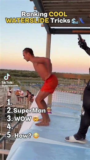 Ranking COOL WATERSLIDE Tricks 😳#viral #cool #tricks