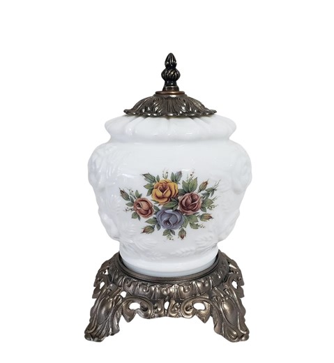 Vintage Hurricane Lamp Globe Night Light With Embossed Roses - 10" Tall - Etsy