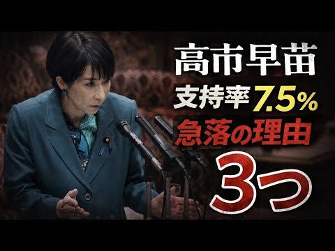 What are the three reasons why the approval rating for the Takauchi Cabinet plummeted by 7.5%? (B...