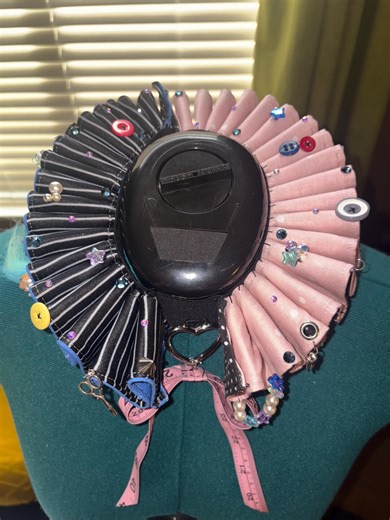 Elizabethan Inspired Jester Ruff-- Black, Pink, and Blue 2" Reversible With Charms - Etsy