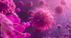 Microscopic view of viral cells and bacteria causing infectious diseases in organisms. Concept Infectious Diseases, Viral Cells, Bacterial Pathogens, Microscopic View