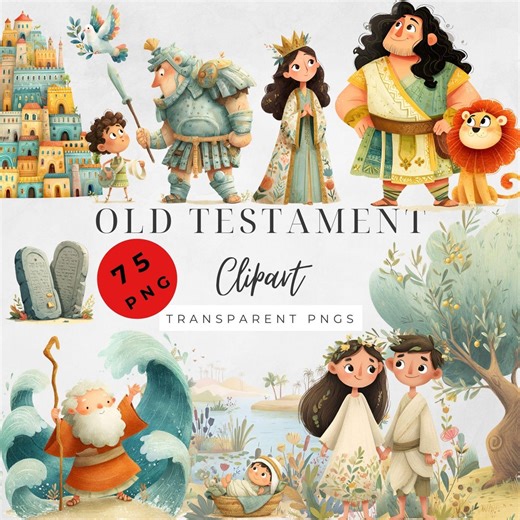 Old Testament Clipart, Bible Characters Clipart, Kid's Watercolor Bible Stories, Biblical People Pngs, Religious Clipart, Bible Study - Etsy