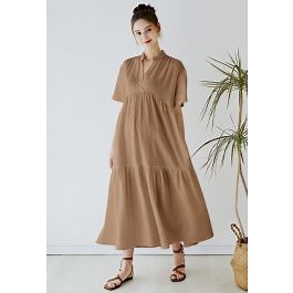 Laidback Flowy Maxi Dress in Tan