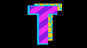 Abstract retro pattern alphabet letter T icon animation