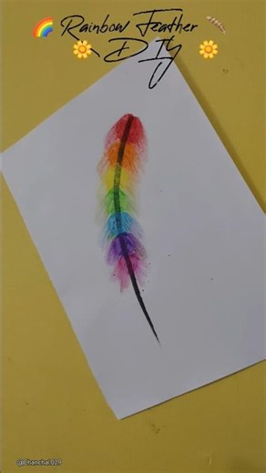Rainbow feather drawing🌈🪶 #shorts #drawing #paintingideas #shortsvideo #easypainting #art #oilpastel