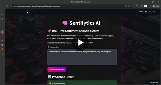 #machinelearning #nlp #python #streamlit #datascience #ai #innomatics #sentimentanalysis #100daysofcode #artificialintelligence #deeplearning #mlproject #pythonprogramming | Venkata Aravind sai Thanneru