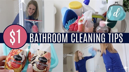 $1 cleaning tips!💙 Bathroom deep clean & organize with me (feat. Renuzit)