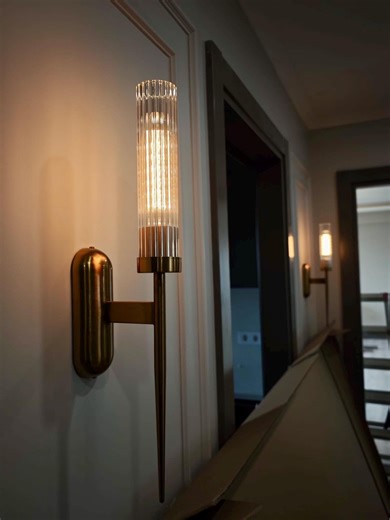 Elegant Fluted Glass Wall Sconce – Solid Brass, Handcrafted Quality, Art Deco Wall Light, Wall Sconce, Mid Century Sconce, Antique Sconce - Etsy
