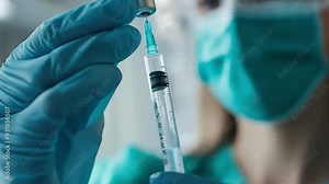 Healthcare worker administering a vaccine, focusing on precision and care in a clinical setting.