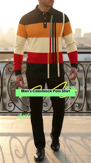 Men's Colorblock Print Half Button Polo Shirt, Regular Fit?Casual Long Sleeve Collared Top, Menswear for Daily Wear.#OOTD #mensclothes #menspolo #mensshirts #menslocstyles #mensflannels #shirtstyle #mensstylehacks #sportshirt #mensummerstyle #paisleyshirt #OOTD